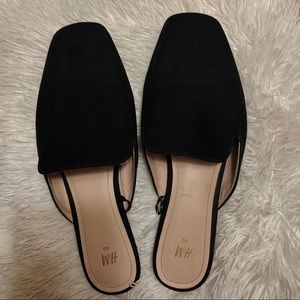 Black slip on loafer shoes